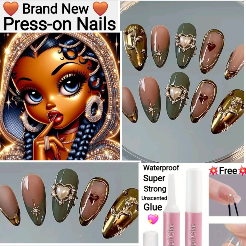 10pcs Handmade Vintage 3D Floral Rhinestone Accent, Star Heart Rose 5D Nail Art